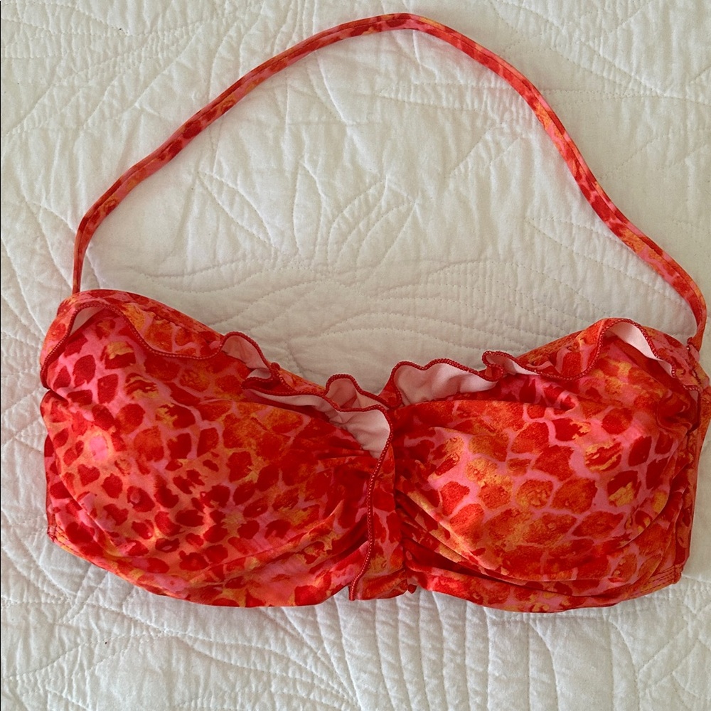 Antonio Melani Vibrant Red Leopard Print Women's Swim Top Size M